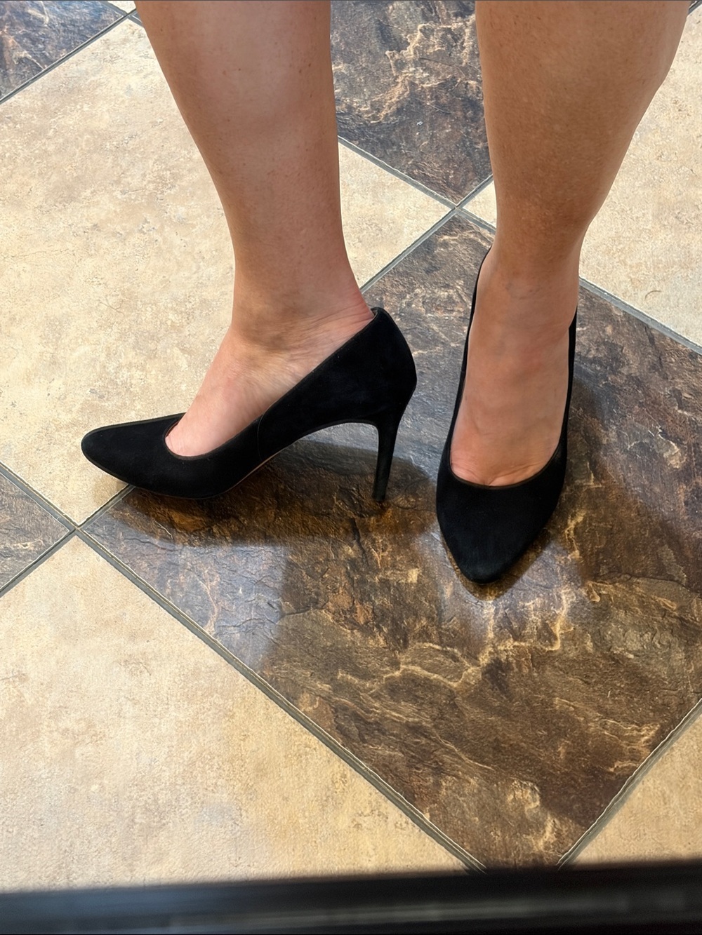 Cole Haan Black Suede Pointed-Toe Stiletto Pumps
